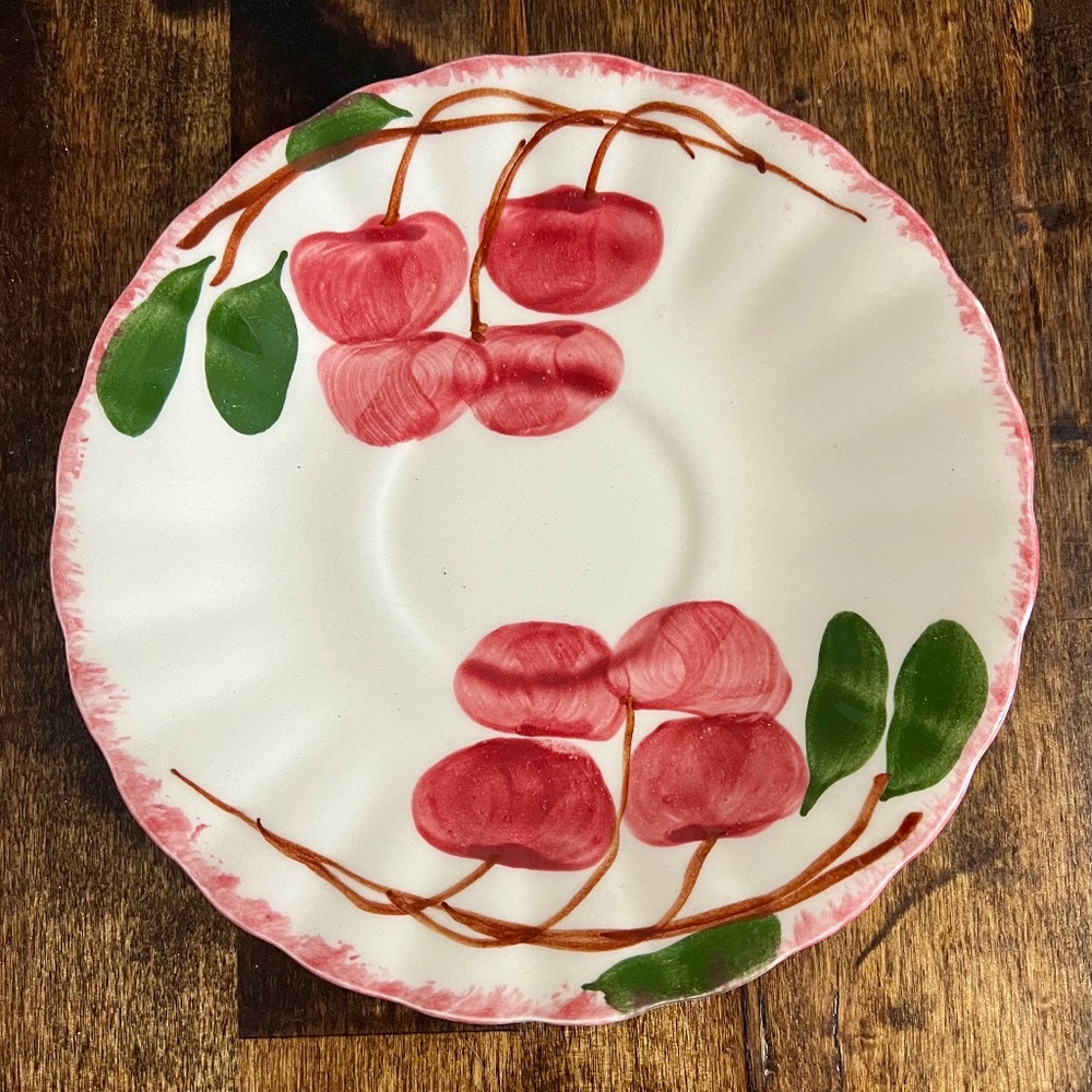 Blue Ridge Pottery ‘Cherry Cobbler’ Saucer VINTAGE Hand Painted